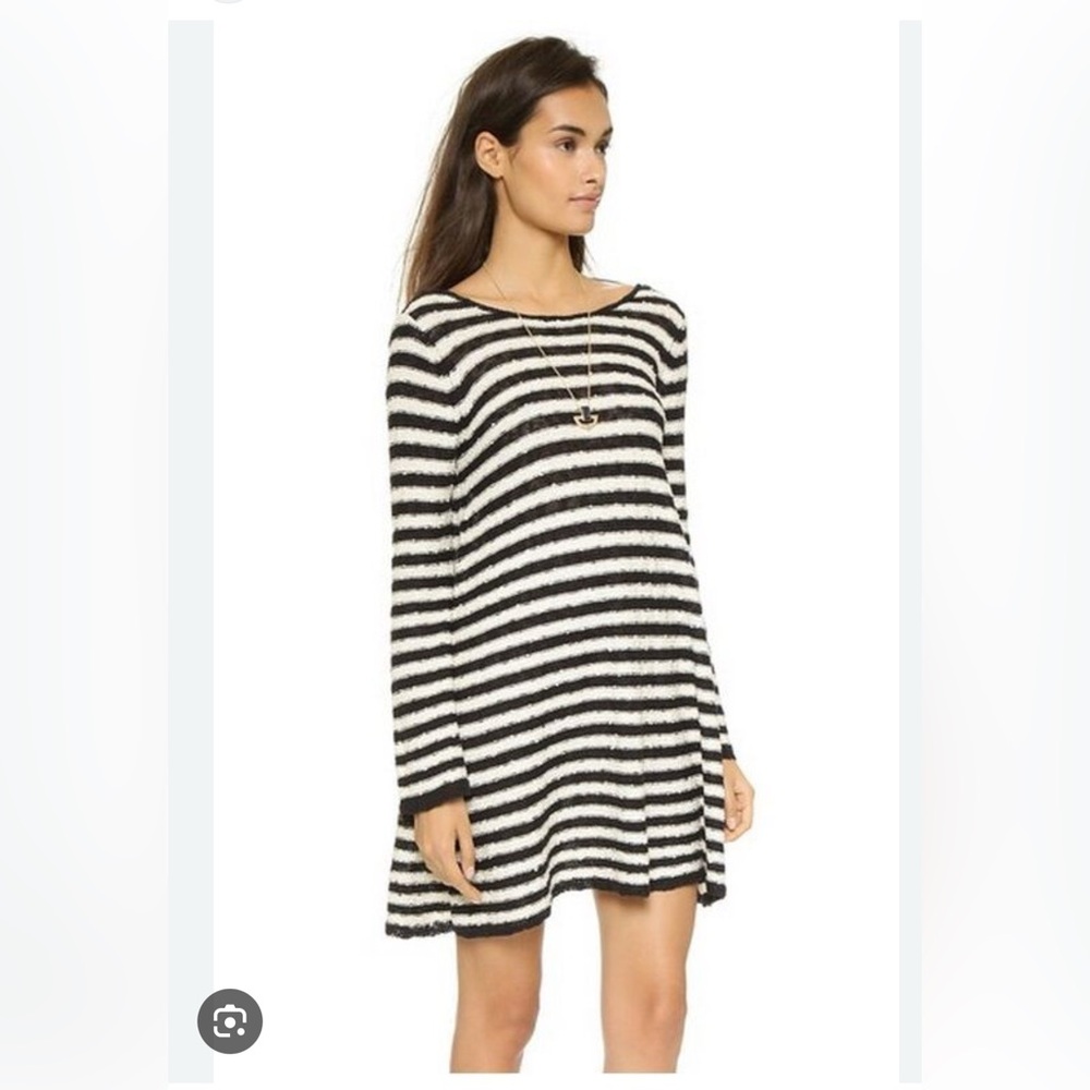 FREE PEOPLE Black and White Striped Dress